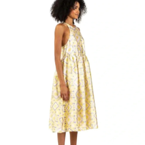 Baum Und Pferdgarten Adeva Midi Dress Pastel Yellow Size 6 NWT - Picture 3 of 13